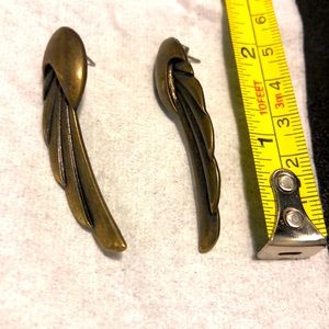 Brass Forever21 feather Greek-inspired earrings